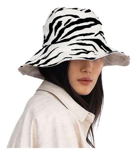 Chapéu Bucket Balde Dupla Face Bordado Zebra Animal Print