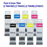 Pack 8 Tintas Botella 664 Refill Alternativa