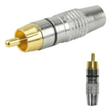 20x Plug Rca Macho Estriado Profissional Ponta Ouro 24k