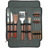 Set Kit Bbq Barbecue Picnic Asado Parrilla 16 Piezas+estuche