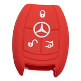 Funda Silicon Llave De Mercedes Benz 3 Botones En Rojo