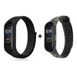 Kit Com 2 Pulseiras P/ Xiaomi Mi Band 3/4 Nylon + Silicone