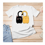 Polera Unisex Gato Gatito Mascota Pareja Algodon Estampado