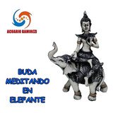 Adorno De Resina Buda Meditando En Elefante