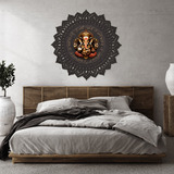 Mandala Quadro Em Madeira, Yoga, Chakra, Buda, Deus Ganesha