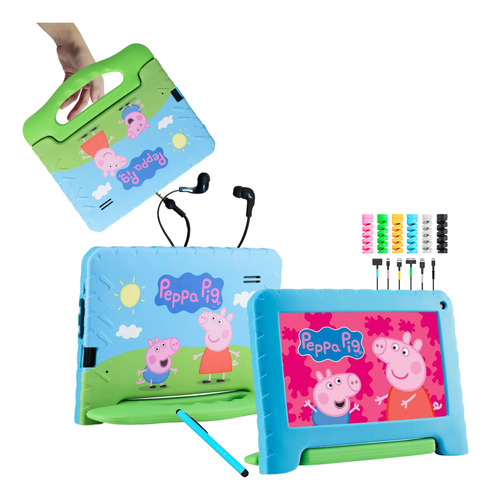 Tablet Infantil Case Emborrachado Peppa Pig + Fone E Caneta 