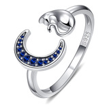 Anillo De Plata De Ley 925 Para Mujer, Anillo De Luna, Bonit