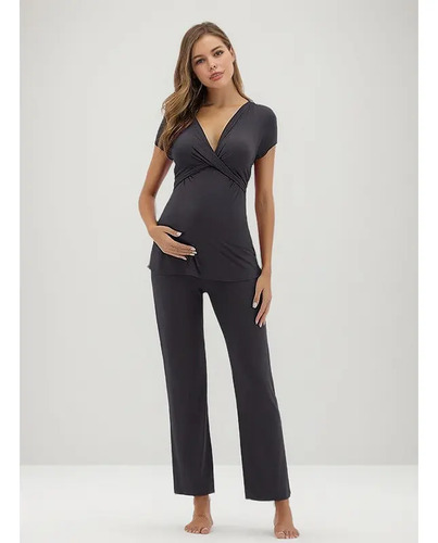 Pijama, Manga Corta, Pantalón Largo, Conjunto De Maternidad