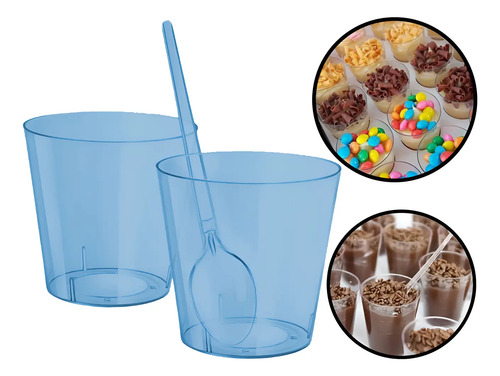 Kit 100 Copinho Potinho 50ml Brigadeiro Docinho + 100 Colher | Frete grátis
