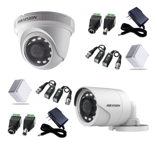 Kit Cámaras Seguridad Hikvision Bala Domo 1080 + Accesorios