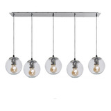 Colgante 5 Luces Bocha 15cm Cromo Deco Apto Led Moderno