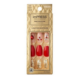 Uñas Impress Kiss / Press-on Modelo Birthstone Fire Love