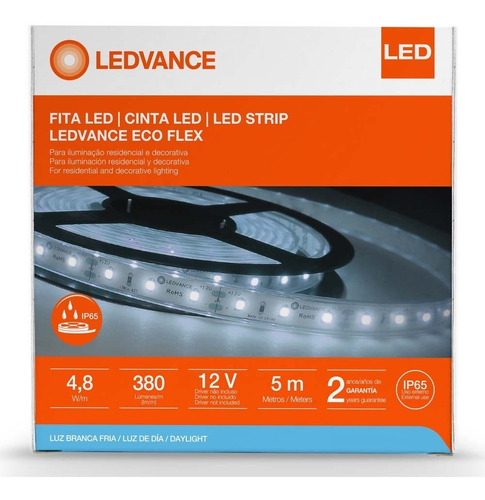 Tira Led 4,8w Exterior 12v Ip65 X5 Mts Elegir Color Ledvance