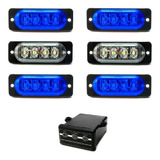 6 Estrobo Branco Azul Led Smd 12v 24v Carro Moto Viatura