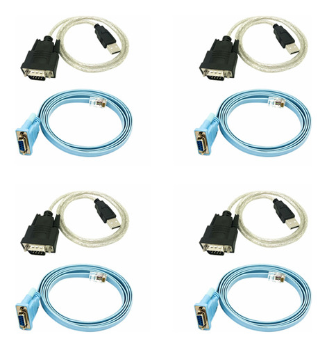 Cable De Red 4 X Rj45, Cable De Serie Rj45 A Db9 Y Rs232 A