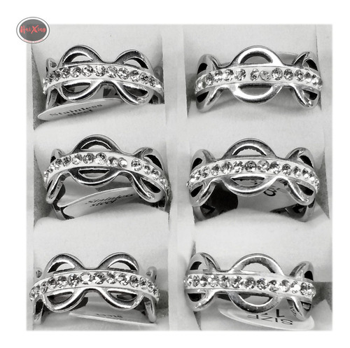 Oferta 3 Anillos Acero Quirurgico Infinito C/strass  Mayor