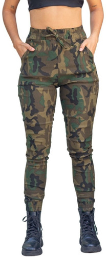 Calça Jogger Feminina Verde Militar Camuflada Exercito Alta