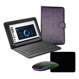 Kit Para Tablet Com Capa Com Teclado Mouse E Mouse Pad M7
