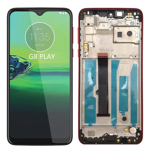 Tela Frontal Touch Display Com Aro Para Moto G8 Play Xt2015 