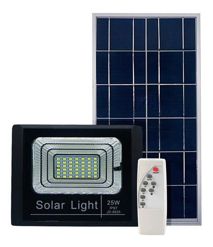 Reflector Led 25w Recargable Con Panel Solar Control Premium