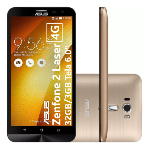 Asus Zenfone 2 Laser 4g Dual 32gb 6.0'' Dourado - Excelente