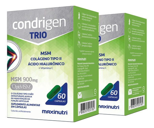 2x Condrigen Msm + Colágeno Tipo 2 Ácido Hialurônico 60 Cáps