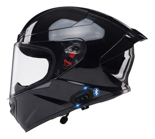 Casco De Moto Deportivo Negro Certificado Dot Con Bluetooth