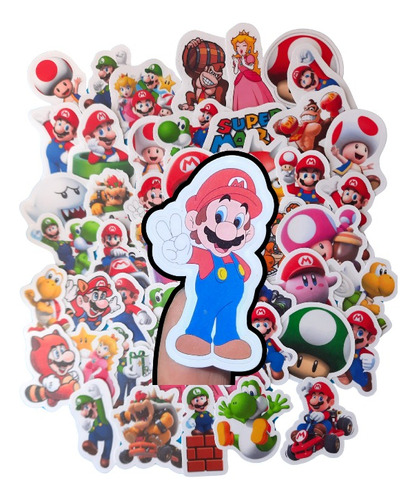 Stickers Mario Bross 50 Unidades Laminados Personalizados