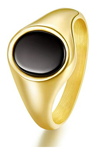 Anillo Trumium 18k Oro Plata Onyx Negro Hombre Mujer Boda 7-