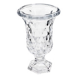 Vaso Com Pé De Vidro Diamond Lyor 15x24cm Transparente