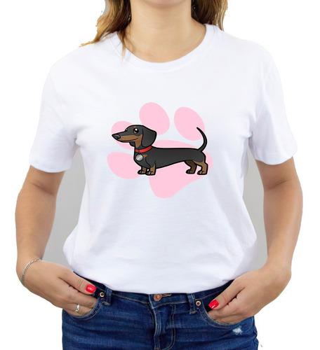 Polera Dama Estampada 100%algodon Perrito Salchicha 490