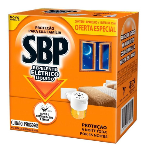 Sbp Repelente Elétrico Líquido Aparelho + Refil De 45 Noites