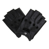 Guantes Cortos De Piel Sintética Para Hombre, Medio Dedo,