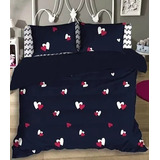 Acolchado Doble Faz Estampado Corazones Las Calas Queen Size