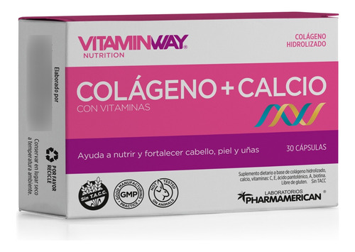 Colágeno + Calcio Con Vitaminas 30 Caps Vitamin Way 