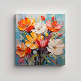 30x30cm Pintura Floral En Lienzo Estilo Vib Bastidor Madera