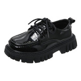 Zapatos De Cuero Cosplay Negro Para Niña De Wednesday Addams