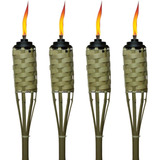 4 Antorchas Bambú Luau 150cm Tiki Fuego Real Exterior Pabilo
