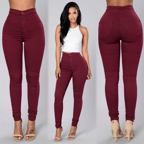 Pantalón Leggins Tipo Jeans Elástico De Mujer Alta Calidad