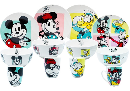 Vajilla Porcelana Mickey Minnie Mouse Disney 12pza Coleccion