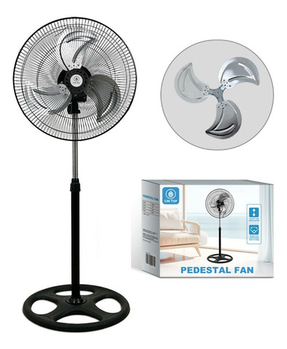 Ventilador De Pedestal Potente 3 Velocidades Metal 125cm