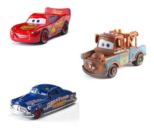 Kit 3 Miniaturas Carros Disney - Mc Queen / Hudson / Matte