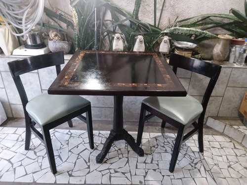 Mesa De Madeira + 2 Cadeiras Franco Bachot Usada