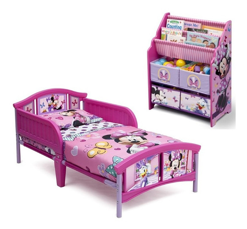 Cama Camita Infantil Con Librero Disney Minnie Mouse