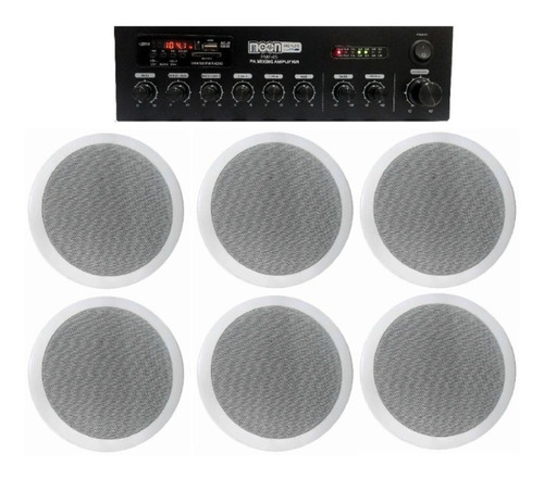 Combo Musica Funcional Moon Pmf45 Usb Bt 6 Parlantes 6 Esdj