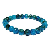 Pulseira De Apatita Azul Pedra Natural Esfera Tamanho 8 Mm