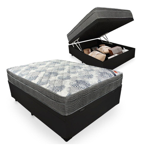 Cama Box Baú Casal + Colchão Ortobom Molas Iso Superpocket