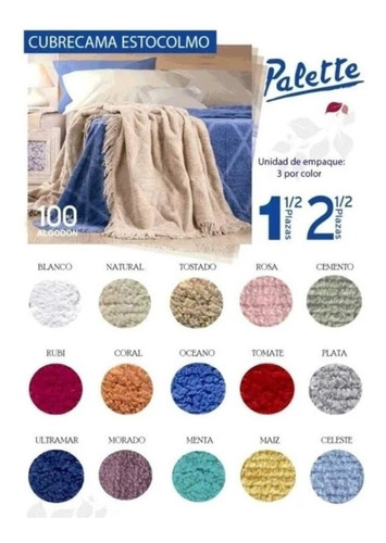 Cubrecama Verano Palette 2 1/2 Plazas Estocolmo Cover Colcha