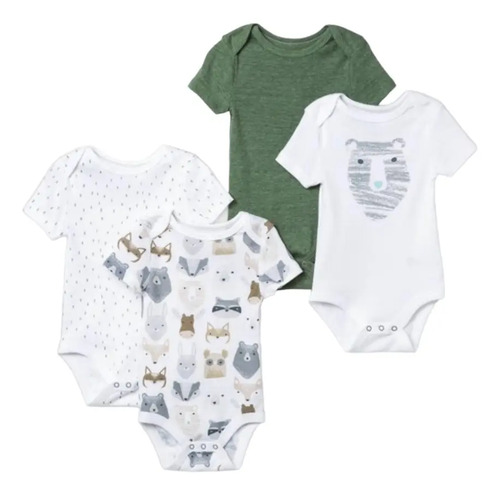Set De 4 Pañaleros Enterizos Para Bebe Manga Larga