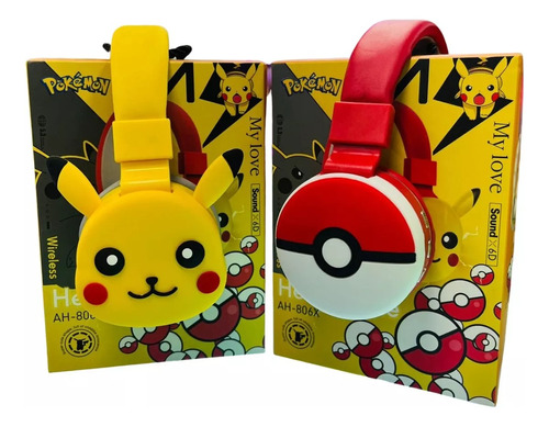Audifonos Diadema Bluetooth Pikachu Pokémon Para Niños Y Adu
